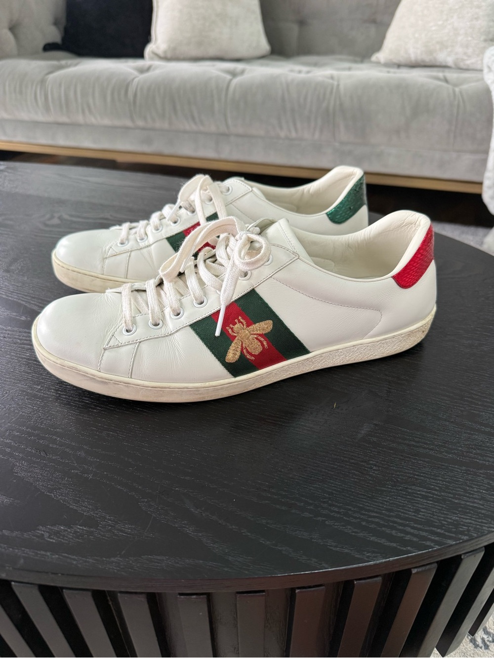Gucci Ace Bee White Leather Sneakers Gucci Size 10 US Size 11
